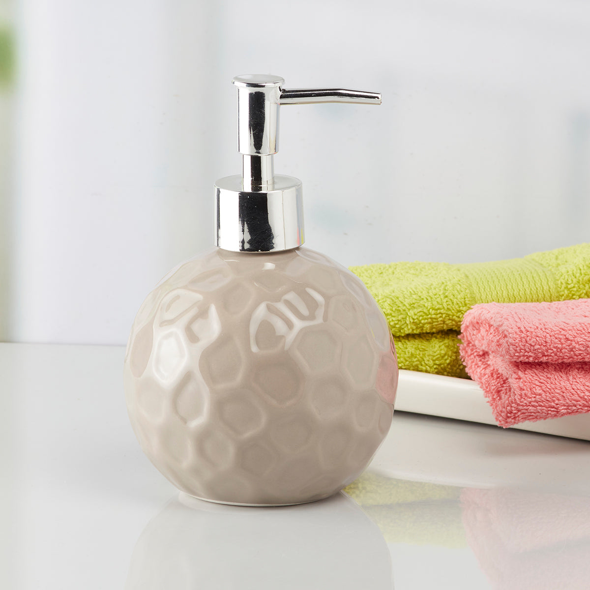 Ceramic Soap Dispenser handwash Pump for Bathroom, Set of 1, White (8011)