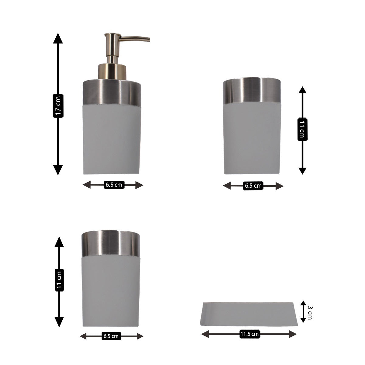Acrylic Bathroom Accessories Set of 4 Bath Set with Soap Dispenser (8344)