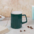 Fancy Ceramic Coffee or Tea Mug with Lid and Handle with Spoon (1011-B)