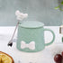 Fancy Ceramic Coffee or Tea Mug with Lid and Handle with Spoon (8399)