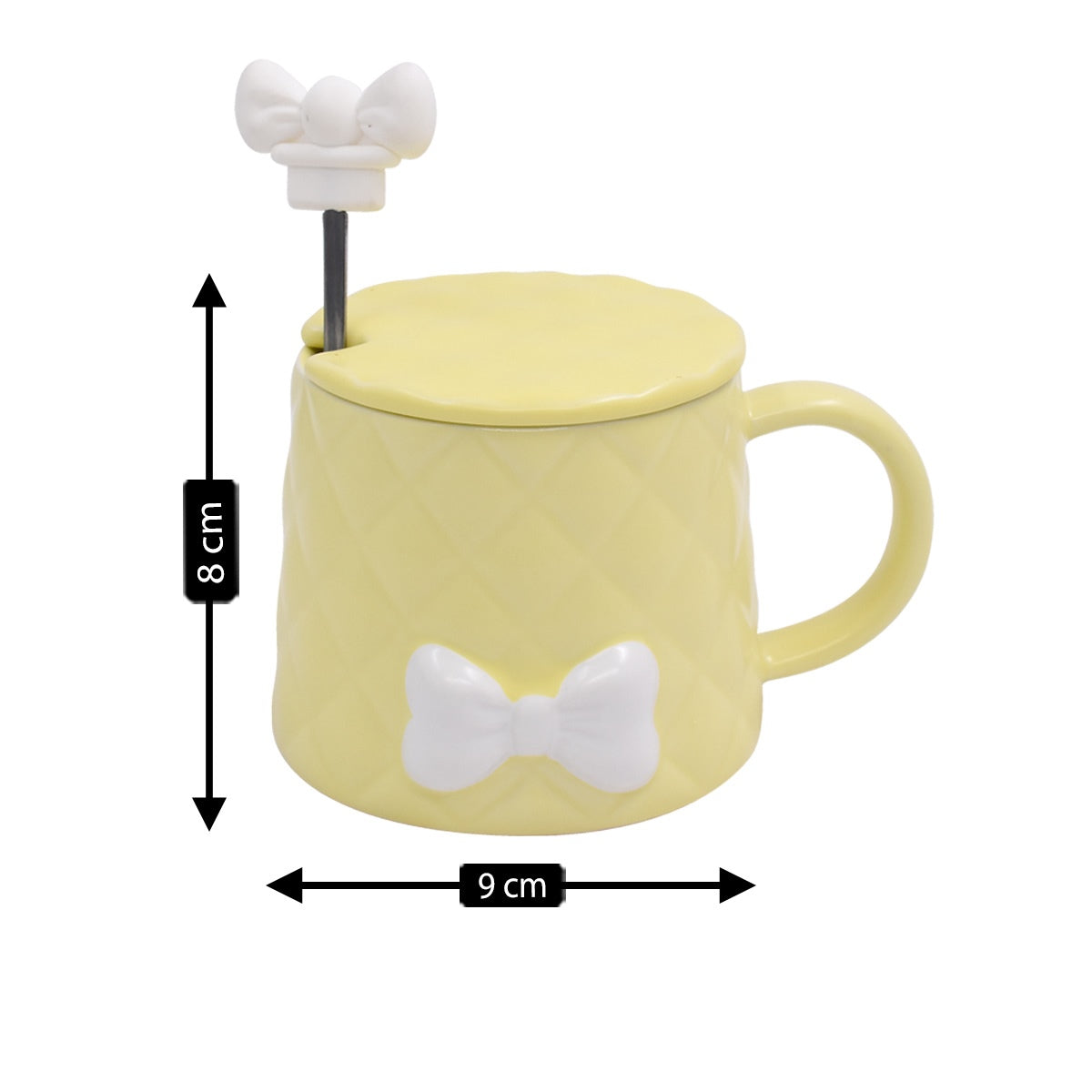 Fancy Ceramic Coffee or Tea Mug with Lid and Handle with Spoon (8402)
