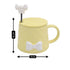 Fancy Ceramic Coffee or Tea Mug with Lid and Handle with Spoon (8402)