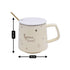 Fancy Ceramic Coffee or Tea Mug with Lid and Handle with Spoon (8423)