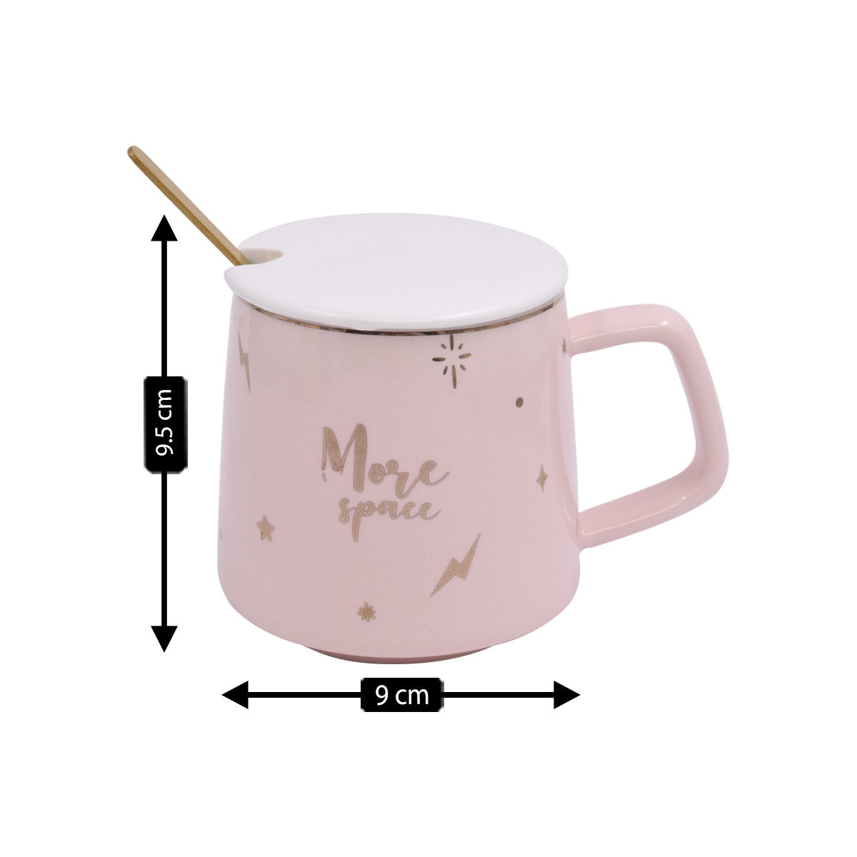 Fancy Ceramic Coffee or Tea Mug with Lid and Handle with Spoon (8424)