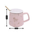 Fancy Ceramic Coffee or Tea Mug with Lid and Handle with Spoon (8424)