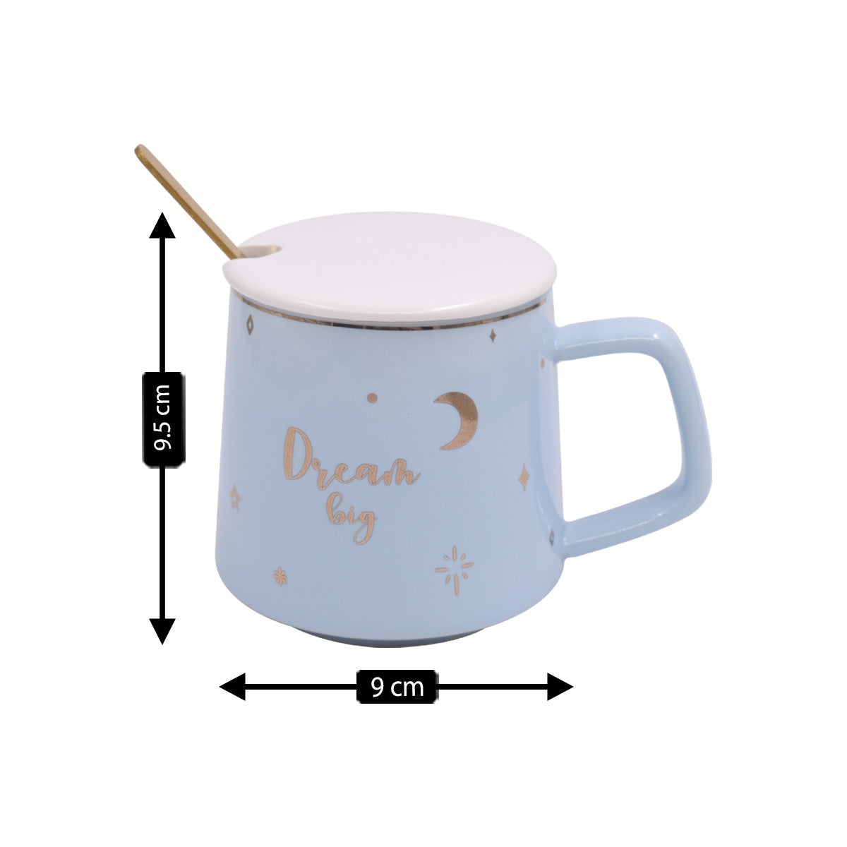 Fancy Ceramic Coffee or Tea Mug with Lid and Handle with Spoon (8425)