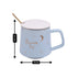 Fancy Ceramic Coffee or Tea Mug with Lid and Handle with Spoon (8425)