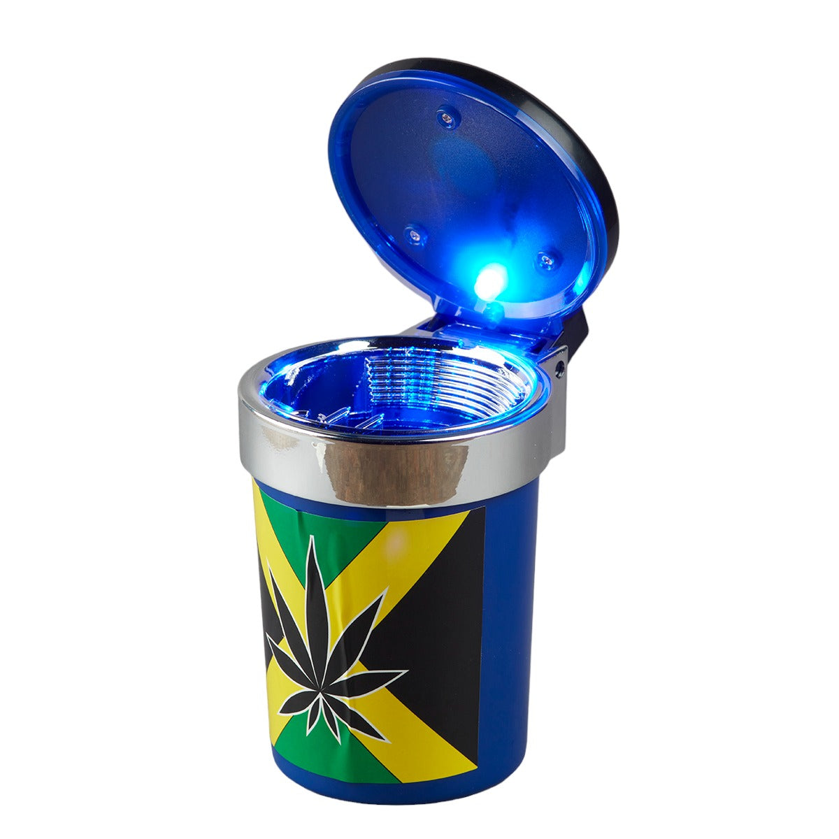 Plastic Car Ashtray Bucket with Lid and LED for Smokers (9786)