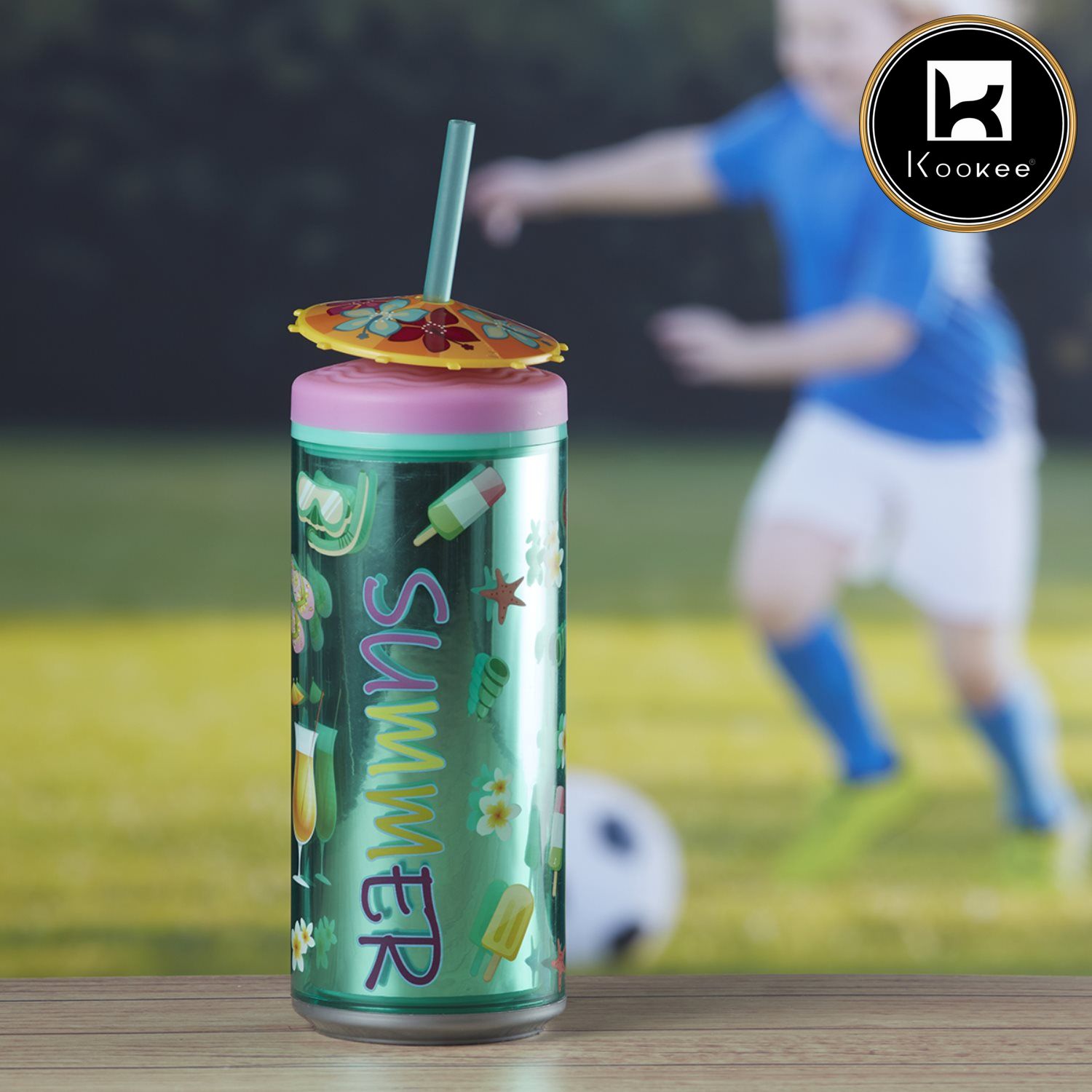 Acrylic Sipper, Cup, Tumbler Frosted with Straw and Lid - 275ml (KT-008-B)