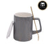 Fancy Ceramic Coffee or Tea Mug with Lid and Handle with Spoon (1011-B)