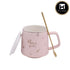 Fancy Ceramic Coffee or Tea Mug with Lid and Handle with Spoon (8424)