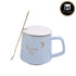 Fancy Ceramic Coffee or Tea Mug with Lid and Handle with Spoon (8425)