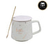 Fancy Ceramic Coffee or Tea Mug with Lid and Handle with Spoon (8426)