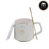 Fancy Ceramic Coffee or Tea Mug with Lid and Handle with Spoon (8426)