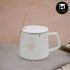 Kookee Fancy Ceramic Coffee or Tea Mug with Lid and Handle with Spoon for Office, Home or Gifting - 250ml