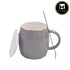 Fancy Ceramic Coffee or Tea Mug with Lid and Handle with Spoon (8438)
