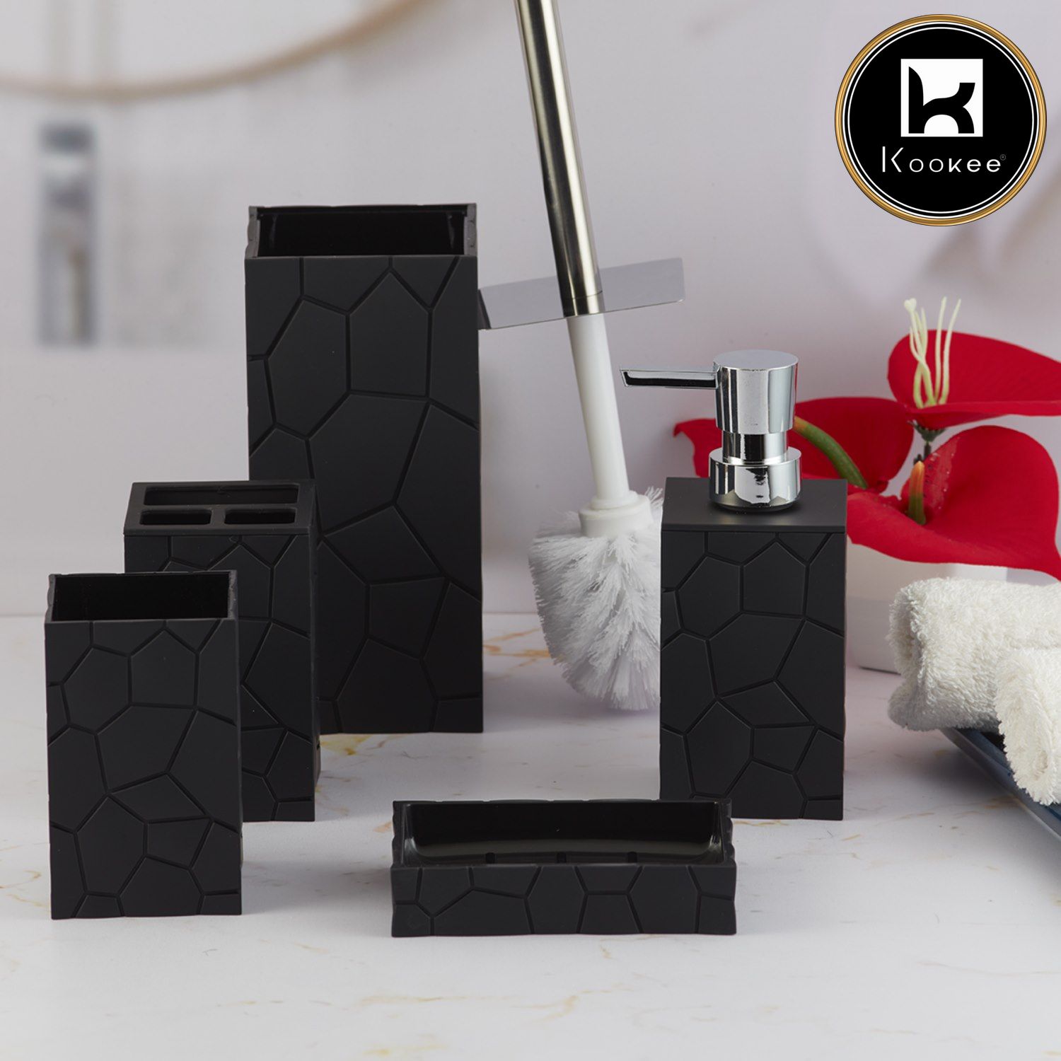 Acrylic Set of 5 Bath Set with Soap Dispenser (10041)