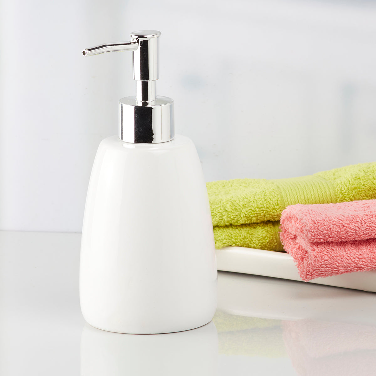Ceramic Soap Dispenser handwash Pump for Bathroom, Set of 1, White (6031)