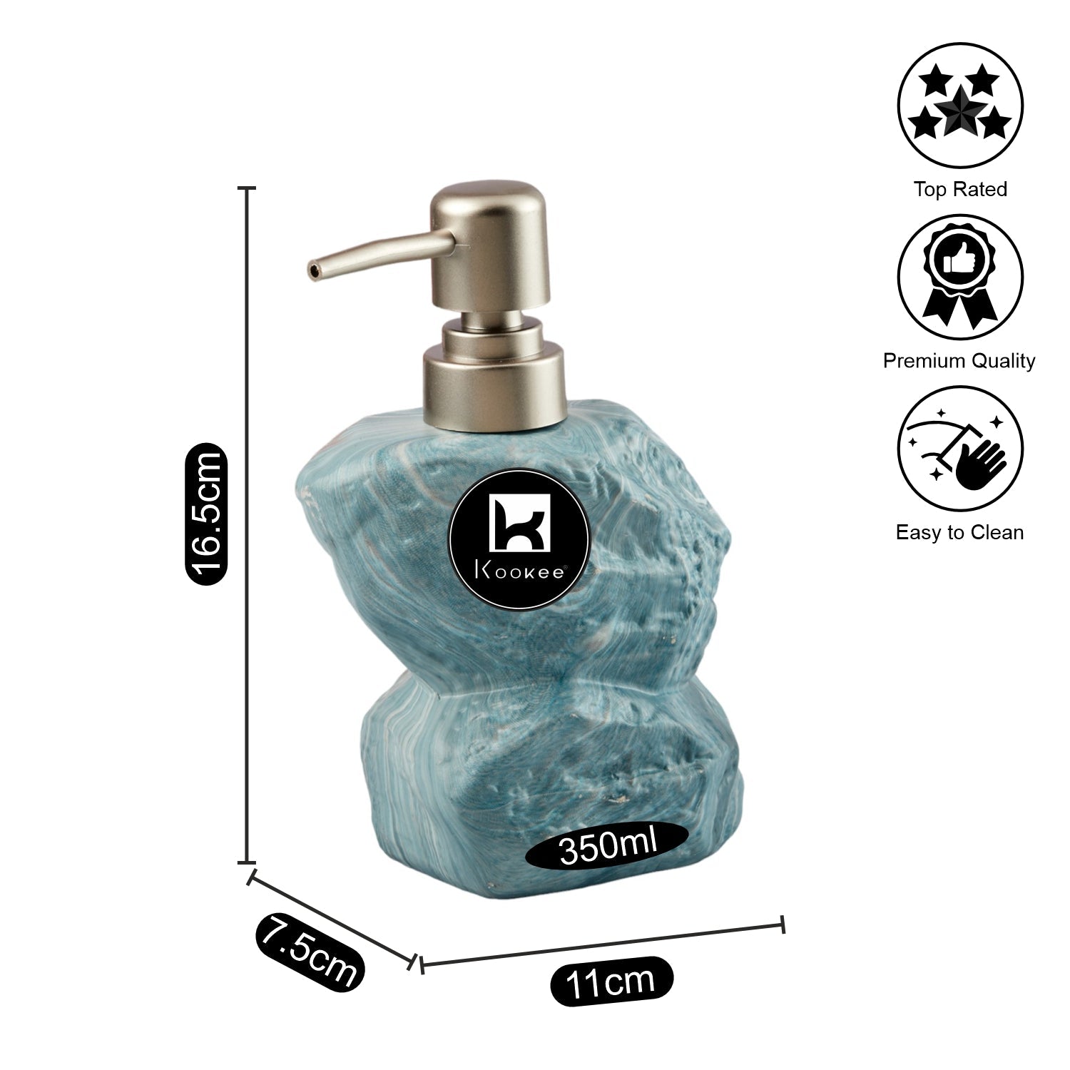 Ceramic Soap Dispenser liquid handwash pump for Bathroom, Set of 1, Blue (7620)