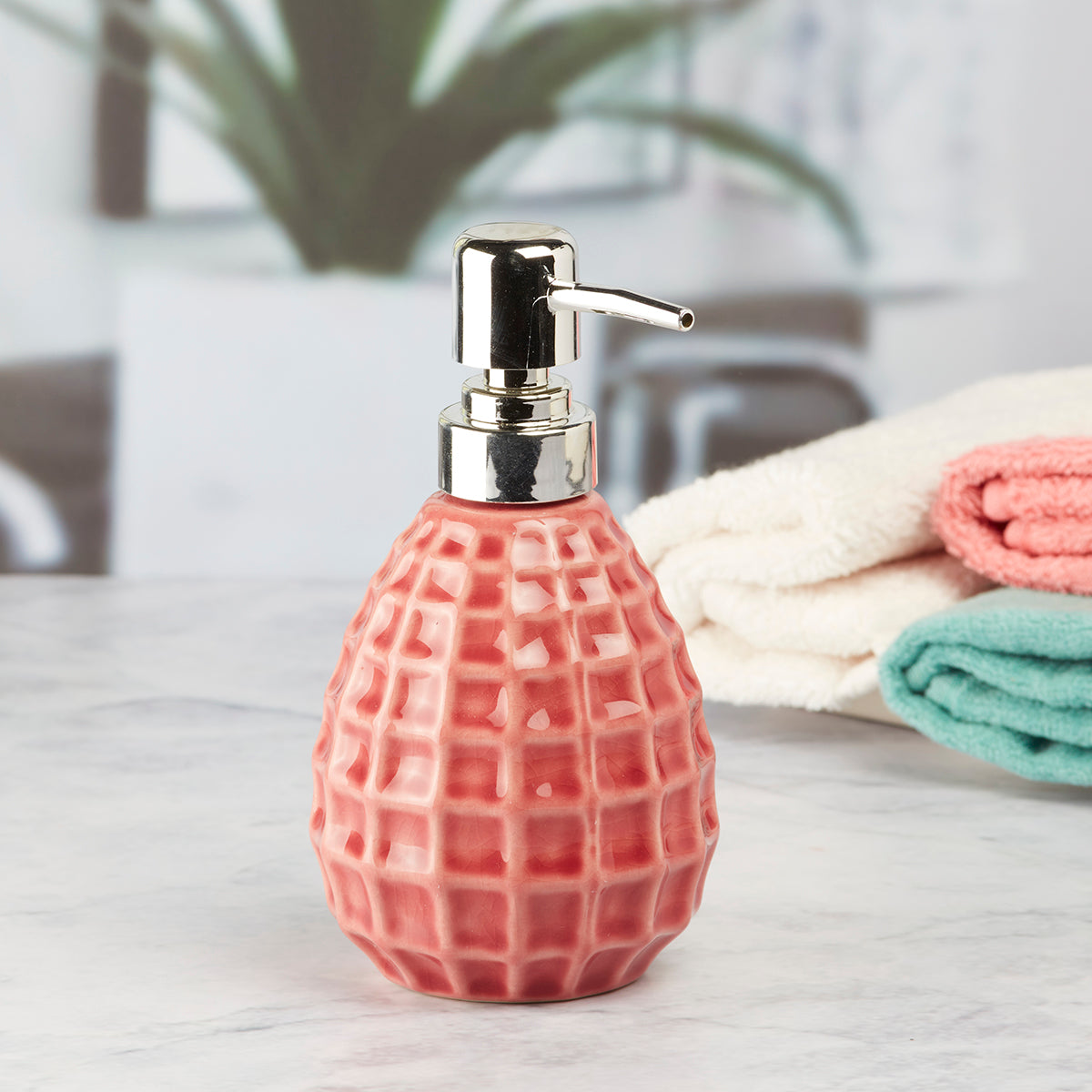 Ceramic Soap Dispenser handwash Pump for Bathroom, Set of 1, Peach (7626)