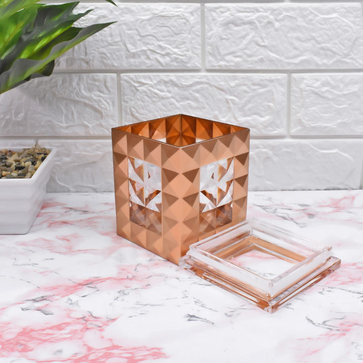 Acrylic Airtight Canister Jar & Container, Square, Copper (4x5 in) (8928)