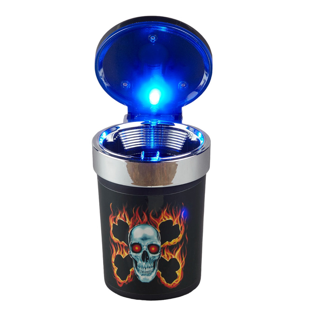 Plastic Car Ashtray Bucket with Lid and LED for Smokers (9788)