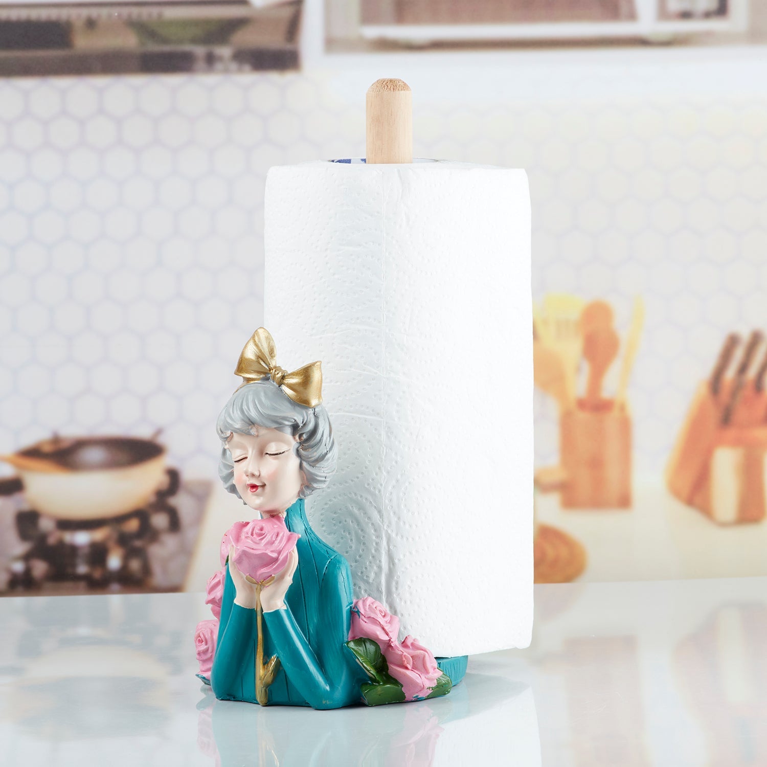 Polyresin Modern Girl Tissue Roll holder, Tissue paper dispenser (10358)