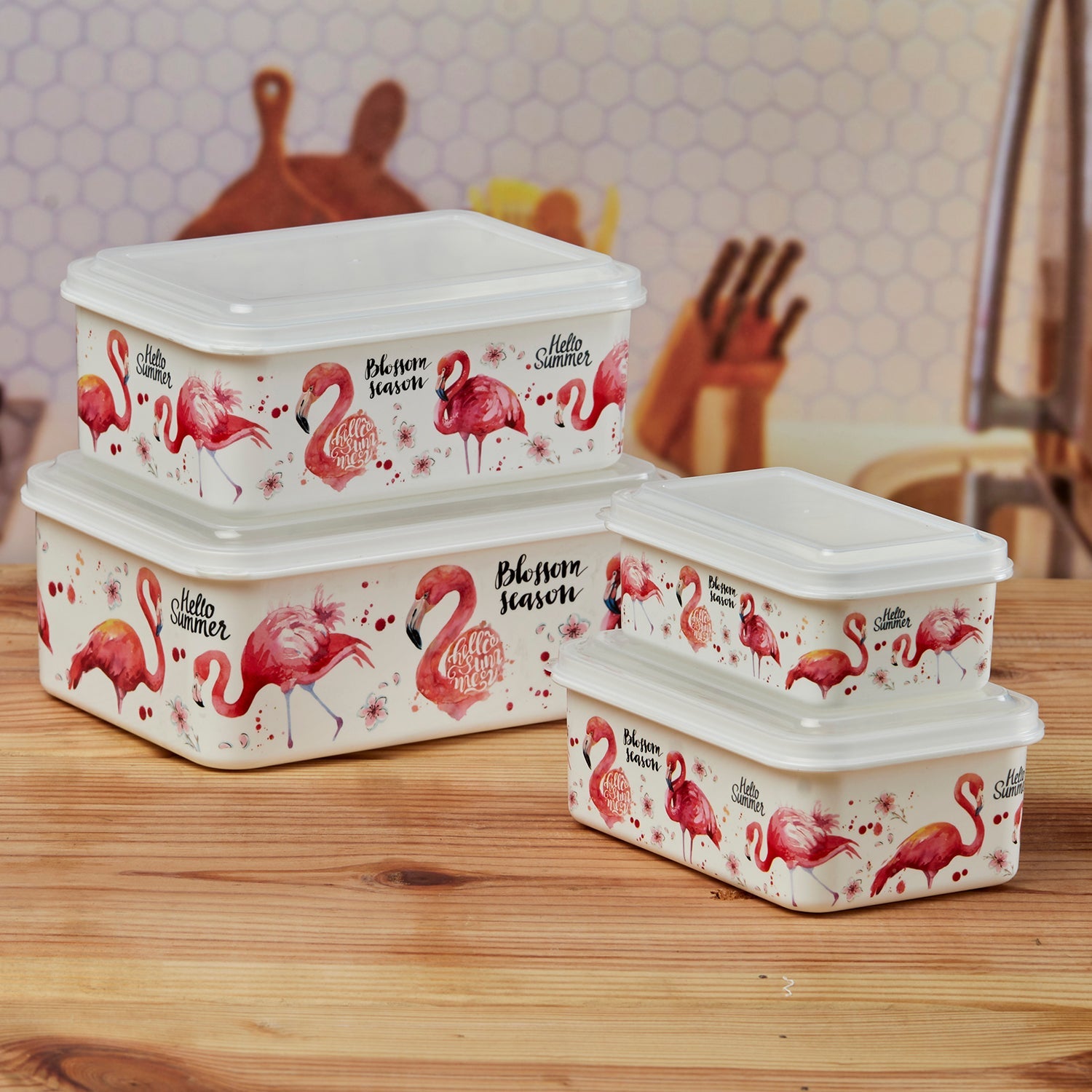 Plastic Airtight Food Storage Container with Lid, Set of 4, Rectangle (10700)