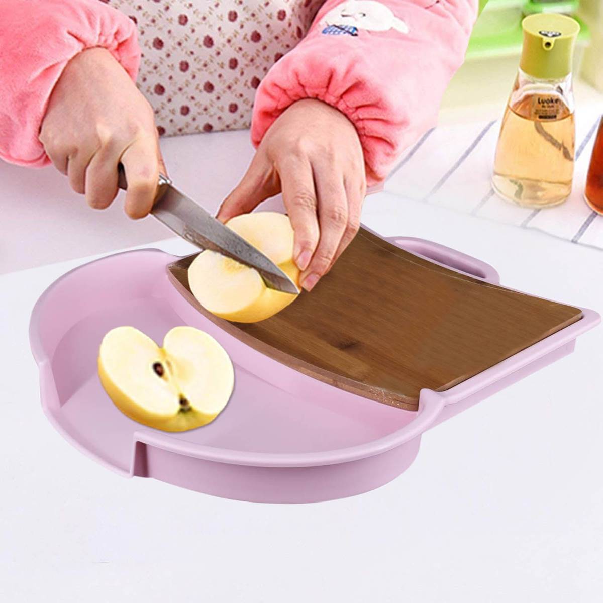 Wooden with Plastic Chopping Board for chop and drop (ZLFH01-9)