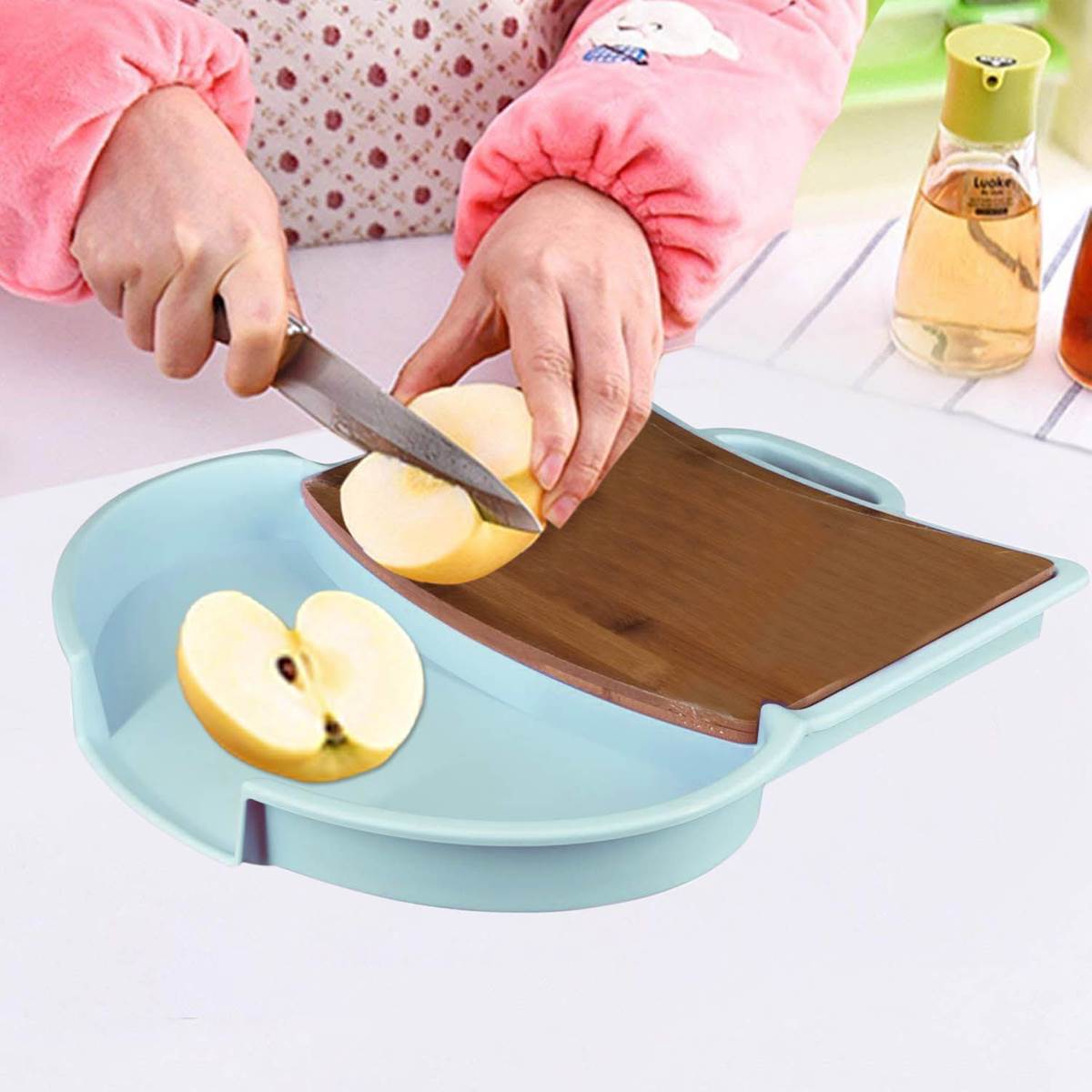 Wooden with Plastic Chopping Board for chop and drop (ZLFH01-1)