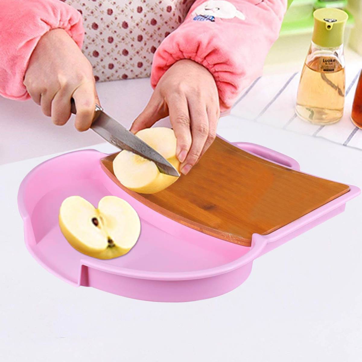 Wooden with Plastic Chopping Board for chop and drop (ZLFH01-5)
