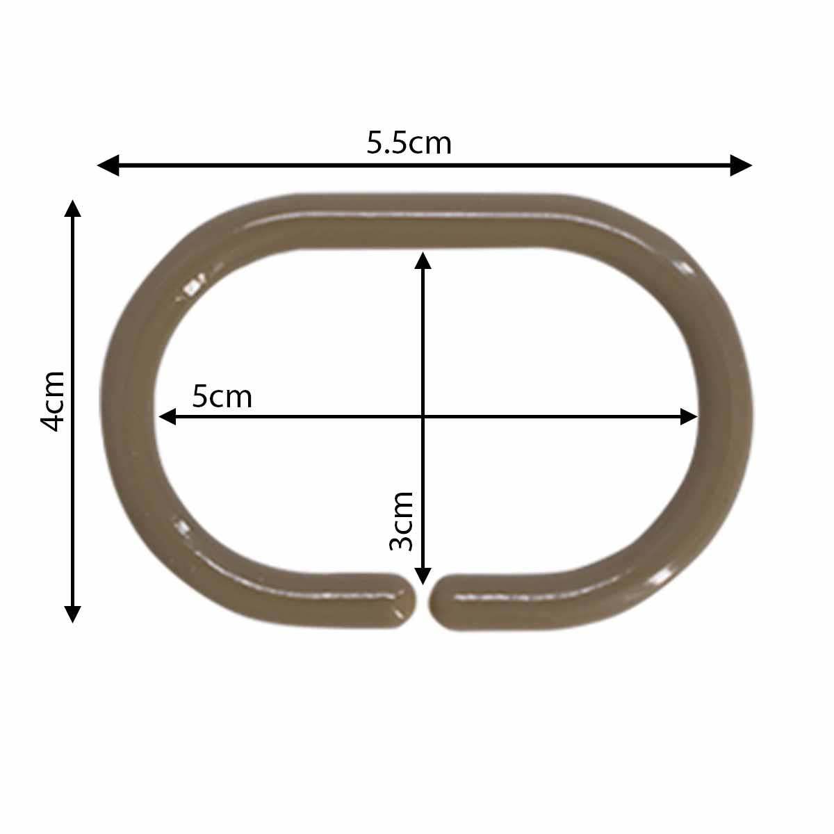Shower Curtain Rings, 12 C shape Hooks (V-RINGS-001)