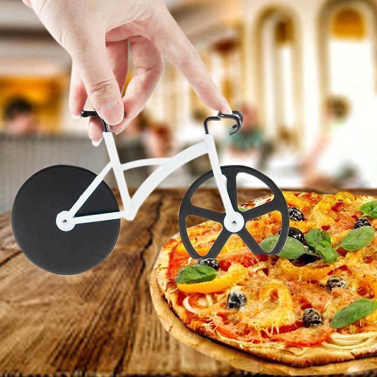 Pizza Cutter and Slicer for Kitchen Dual Stainless Steel Wheels (Yellow)