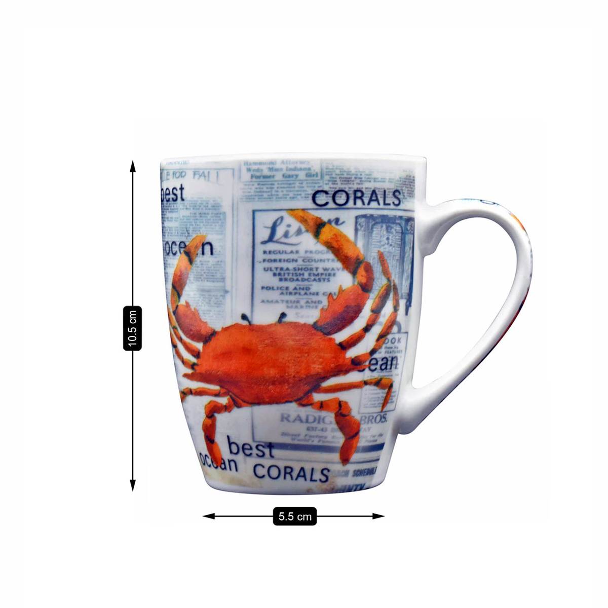 Printed Ceramic Coffee or Tea Mug with handle - 325ml (3441AG-B)