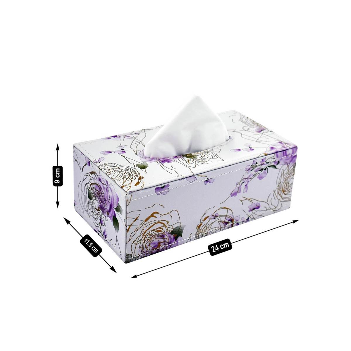 PU Leather Tissue Box Holder of Tissue Paper, Napkin, Rectangle (D-1-B)