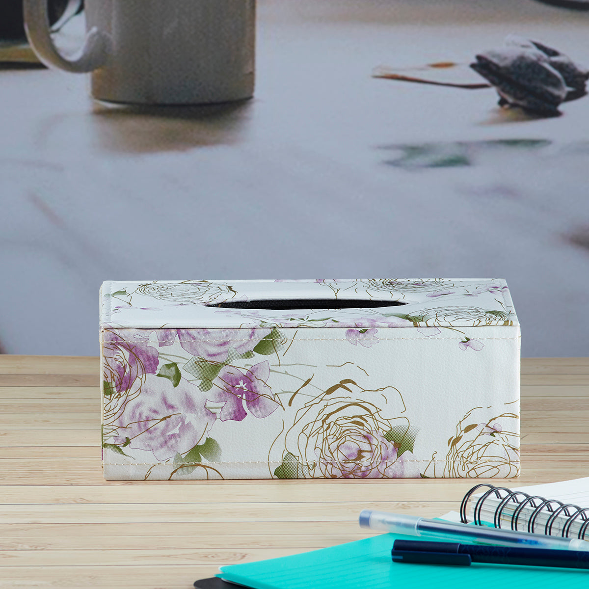 PU Leather Tissue Box Holder of Tissue Paper, Napkin, Rectangle (D-1-A)