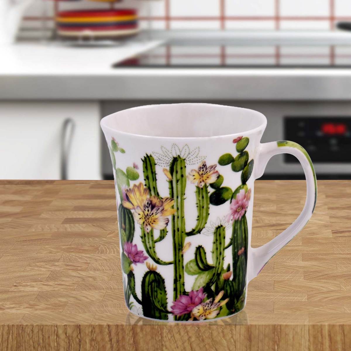Kookee Printed Ceramic Tall Coffee or Tea Mug with handle - 325ml (4168C-A)