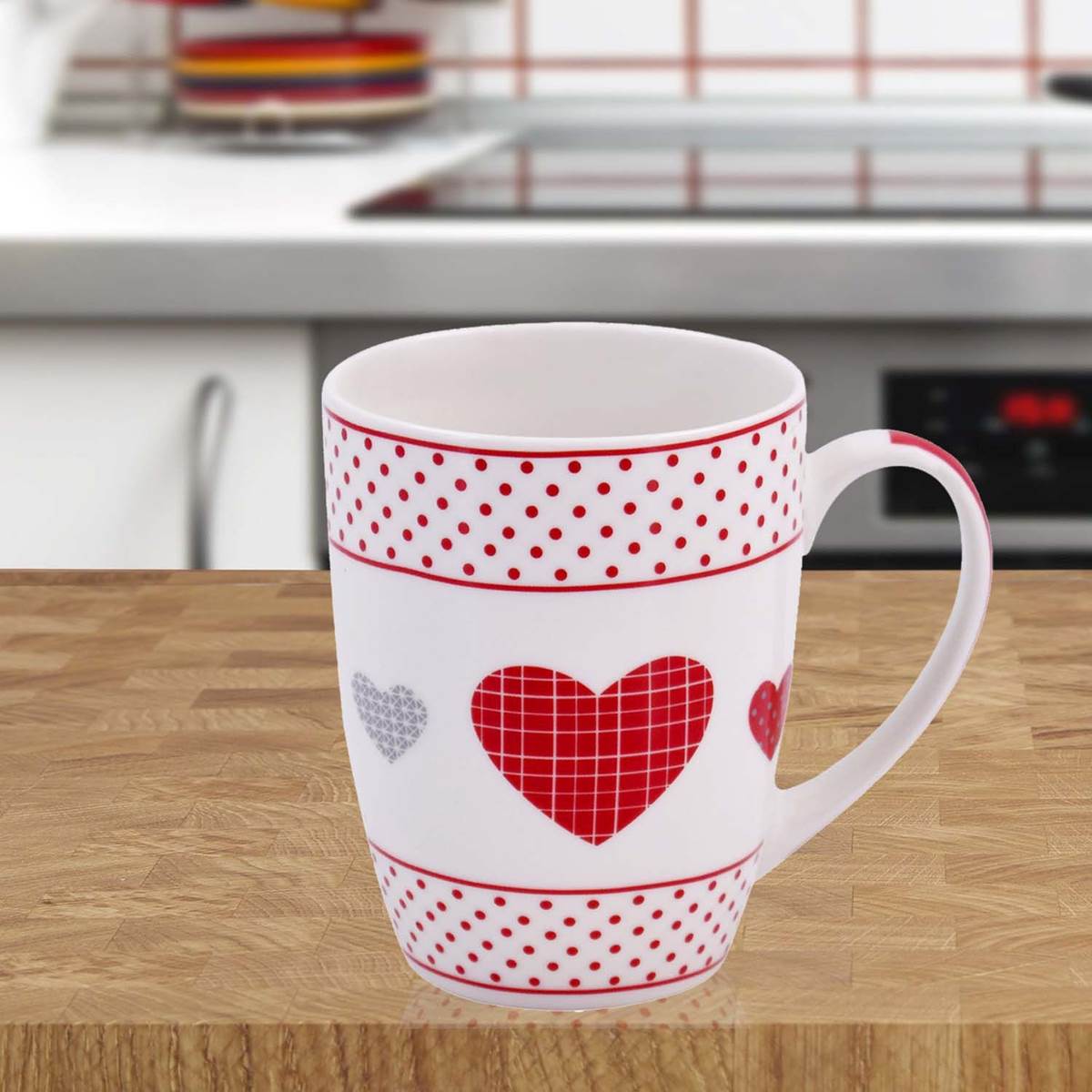Kookee Printed Ceramic Coffee or Tea Mug with handle for Office, Home or Gifting - 325ml (3788G-D)