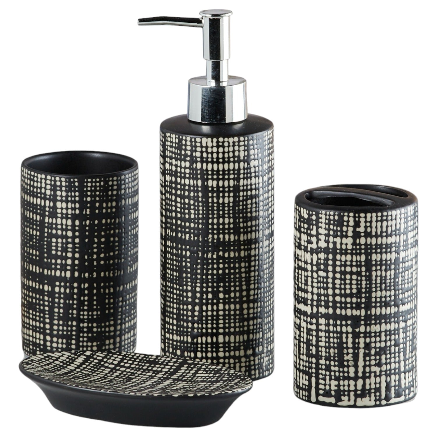 Ceramic Bathroom Set of 4 with Soap Dispenser (V-CBS-114)