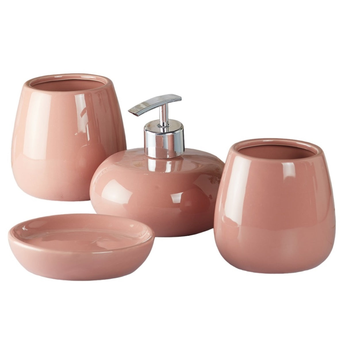 Kookee Ceramic Bathroom Sets, Pink, ART05755