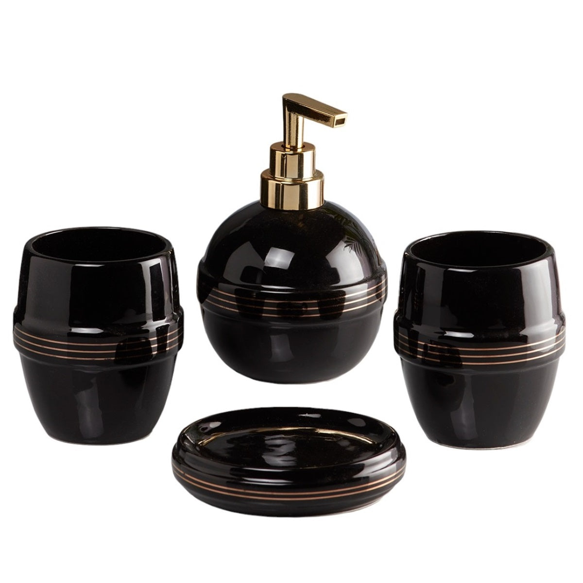 Kookee Ceramic Bathroom Sets, Black, ART05756