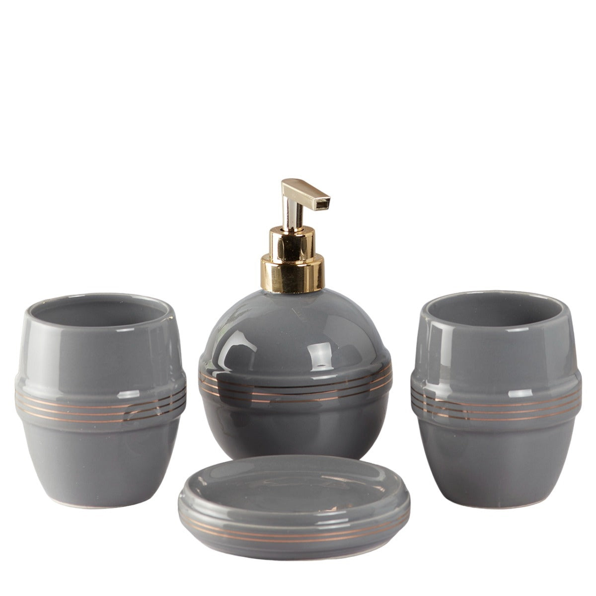 Kookee Ceramic Bathroom Sets, Grey, ART05757