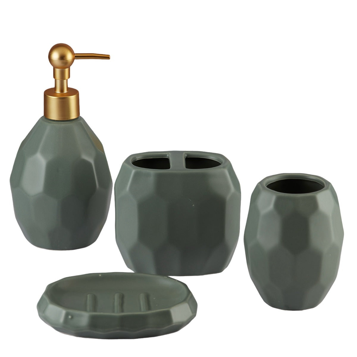 Ceramic Bathroom Set of 4 with Soap Dispenser (5759)