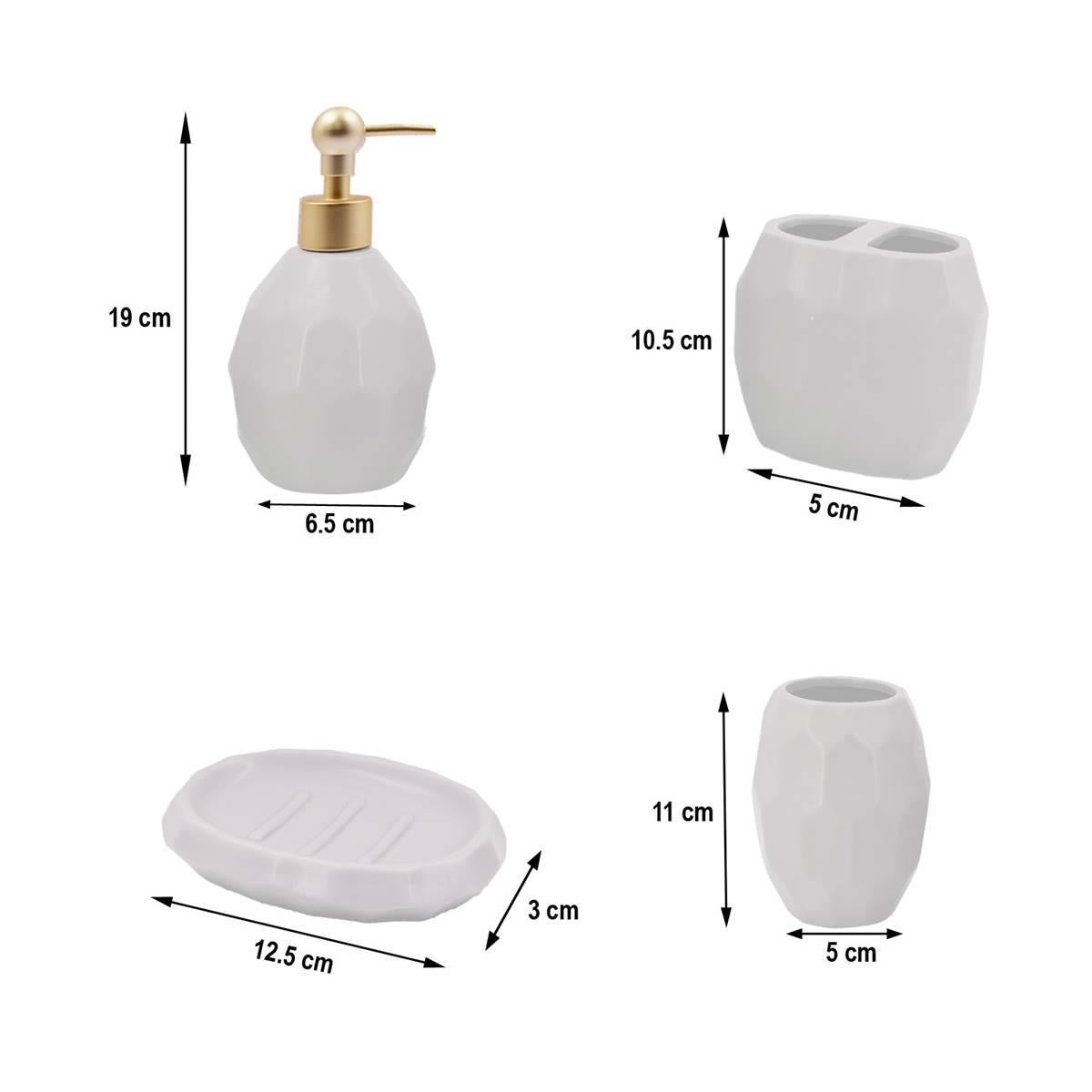 Ceramic Bathroom Accessories Set of 4 with Soap Dispenser (5760)