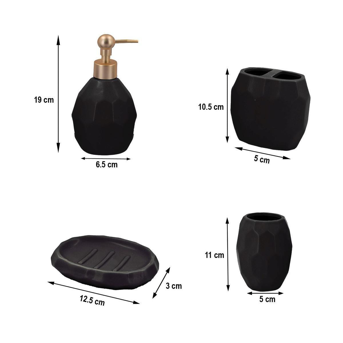 Kookee Ceramic Bathroom Sets, Black, ART05761