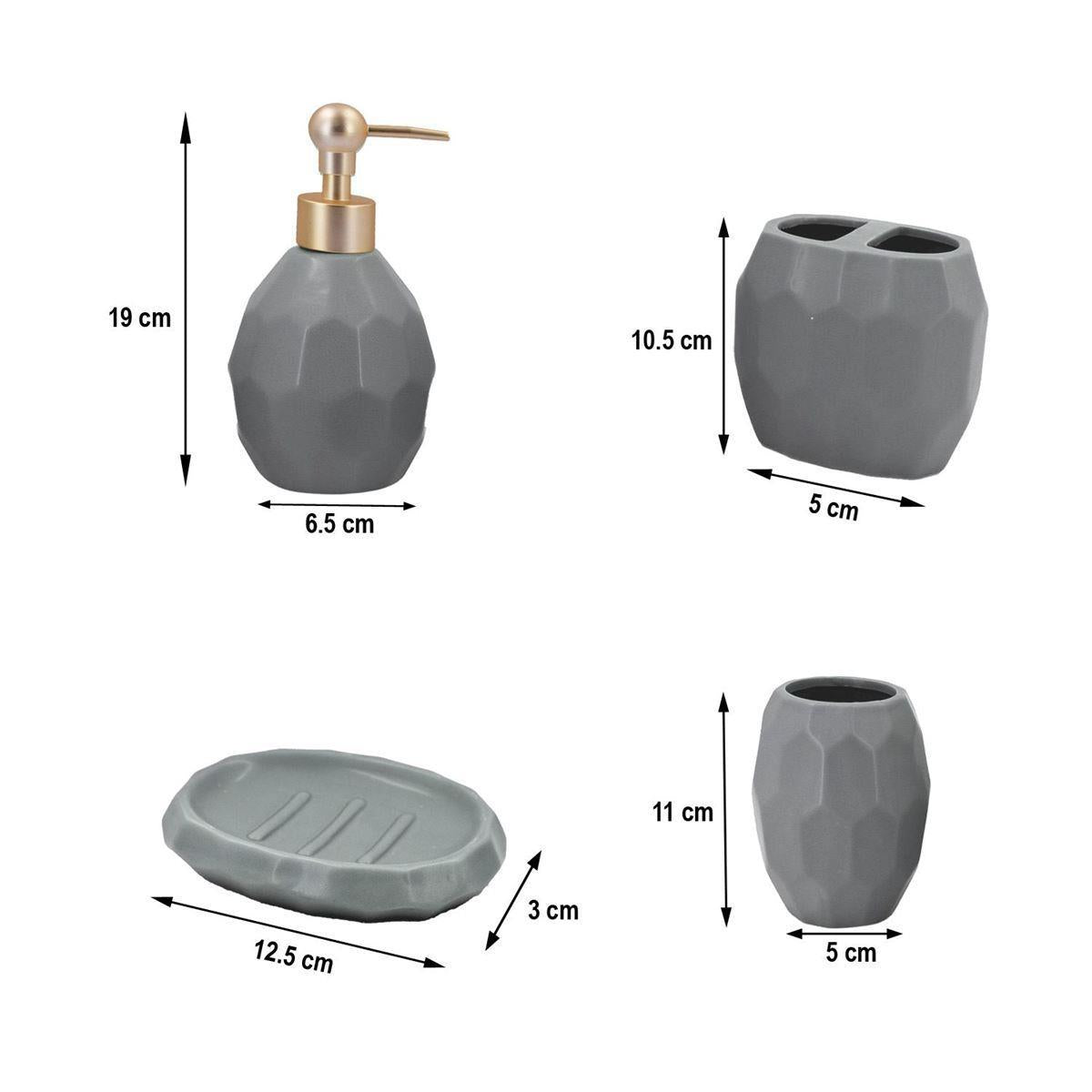 Kookee Ceramic Bathroom Sets, Grey, ART05762