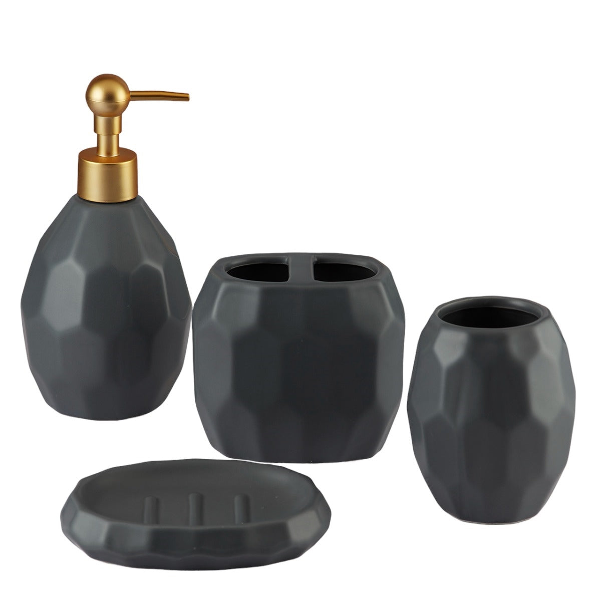 Kookee Ceramic Bathroom Sets, Grey, ART05762