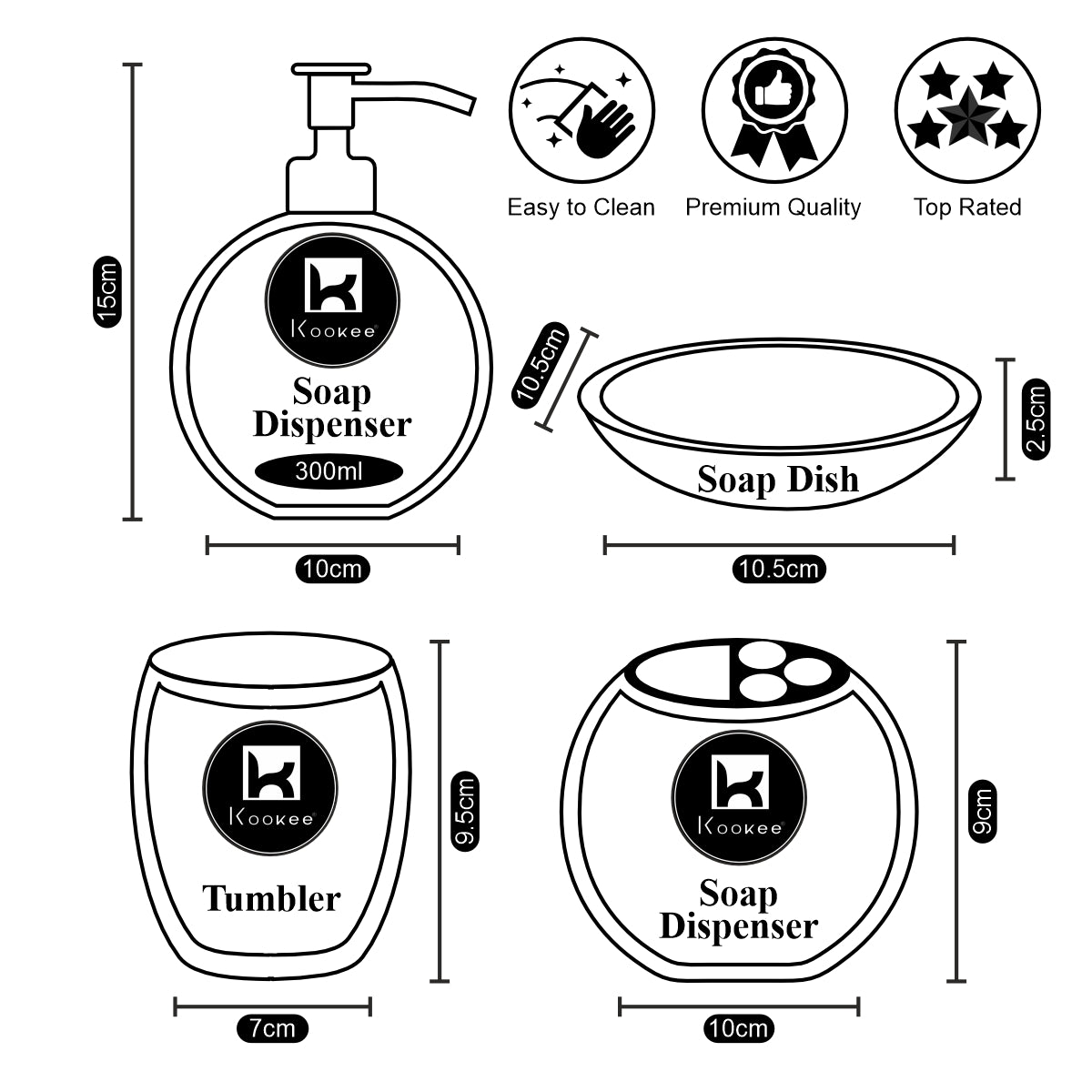 Kookee Ceramic Bathroom Sets, Blue, ART05774