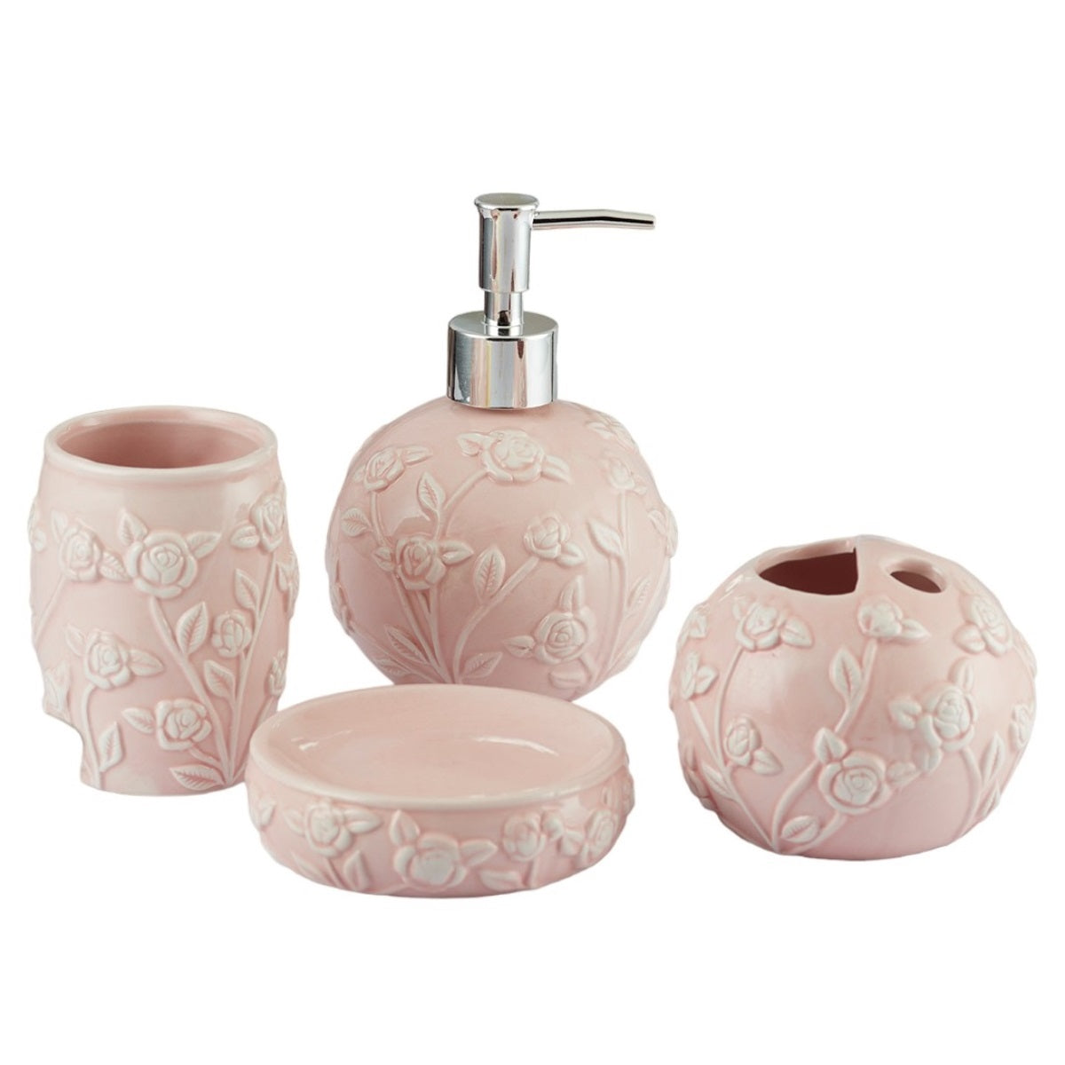 Ceramic Bathroom Accessories Set of 4 with Soap Dispenser (5776)