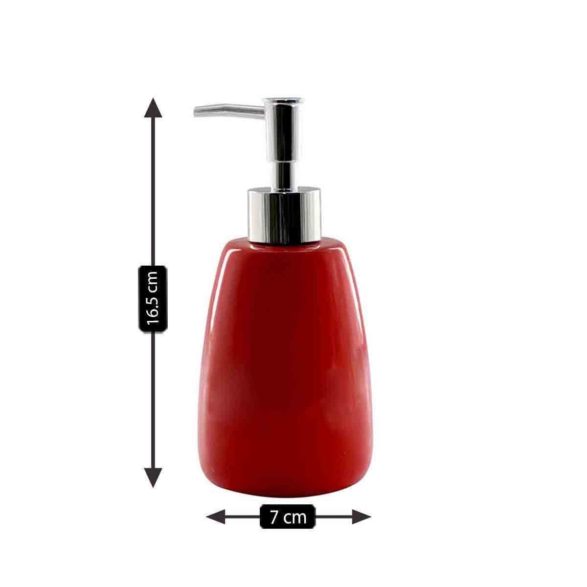 Ceramic Soap Dispenser for handwash for Bathroom, Red, (Set of 1) (5989)